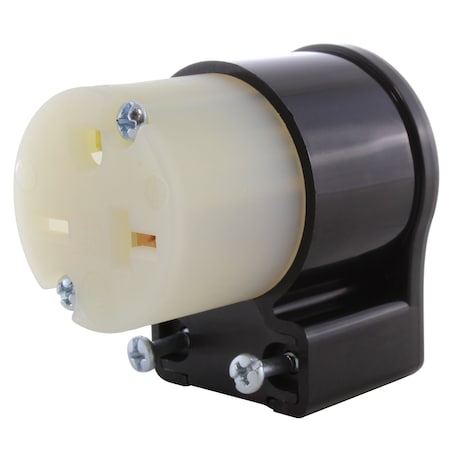 Ac Works Straight Blade Connector, 6-20R, 20 A, 250V AC, 2 Pole, 3 Wire, Screw Terminals, Black ASE620R